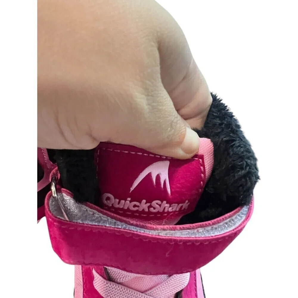 Girl's Quick Shark Pink Black Snow Boot Work Boot Black Big Kid Sz Eu 33 US 1.5